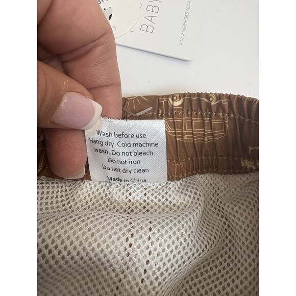 Mebie Baby Boys Swim Trunks 4T Brown Surf Bus Print UPF 50 Lined Board Shorts - Picture 5 of 7